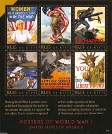 Saint Kitts/Nevis 2015 Posters Of World War I 6v M/s, Mint NH, History - Transport - Militarism - Ships And Boats - Ar.. - Militaria