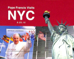 Antigua & Barbuda 2016 Pope's Visit To New York S/s, Mint NH, History - Religion - Peace - Religion - Antigua En Barbuda (1981-...)