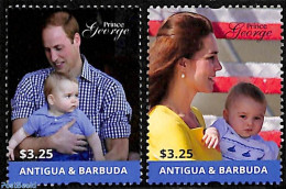 Antigua & Barbuda 2014 Birth Of Prince George 2v, Mint NH, History - Kings & Queens (Royalty) - Familias Reales