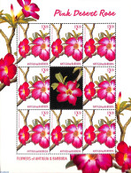 Antigua & Barbuda 2015 Pink Desert Rose M/s, Mint NH, Nature - Flowers & Plants - Antigua En Barbuda (1981-...)