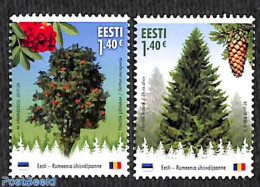 Estonia 2017 Trees 2v, Joint Issue Romania, Mint NH, Nature - Various - Trees & Forests - Joint Issues - Rotary, Lions Club