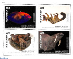 Gambia 2017 Animals Of The World 4v M/s, Mint NH, Nature - Animals (others & Mixed) - Fish - Turtles - Wild Mammals - Poissons