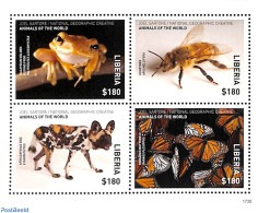 Liberia 2017 Animals Of The World 4v M/s, Mint NH, Nature - Animals (others & Mixed) - Butterflies - Frogs & Toads - I.. - Sonstige & Ohne Zuordnung