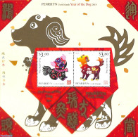 Penrhyn 2018 Year Of The Dog 2v M/s, Mint NH, Nature - Various - Dogs - New Year - Nieuwjaar