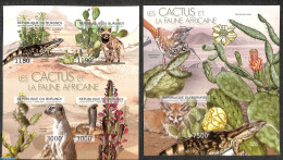 Burundi 2012 Cactus And Animals  2 S/s, Imperforated, Mint NH, Nature - Animals (others & Mixed) - Cacti - Reptiles - .. - Sukkulenten