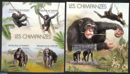 Burundi 2012 Chimpansees  2 S/s, Imperforated, Mint NH, Nature - Animals (others & Mixed) - Monkeys - Other & Unclassified