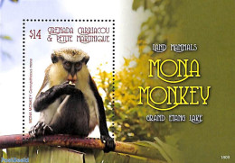 Grenada Grenadines 2018 Mona Monkey S/s, Mint NH, Nature - Animals (others & Mixed) - Monkeys - Wild Mammals - Grenade (1974-...)