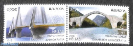 Greece 2018 Europa, Bridges 2v [:], Mint NH, History - Europa (cept) - Art - Bridges And Tunnels - Nuovi