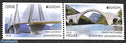 Greece 2018 Europa, Bridges 2v [:] (from Booklet), Mint NH, History - Europa (cept) - Art - Bridges And Tunnels - Unused Stamps