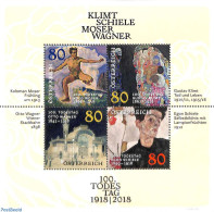 Austria 2018 Paintings Moser, Klimt, Wagner, Schiele 4v M/s, Mint NH, Art - Gustav Klimt - Modern Art (1850-present) -.. - Unused Stamps