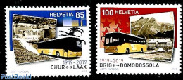 Switzerland 2019 Autobus Lines 2v, Mint NH, Transport - Automobiles - Unused Stamps