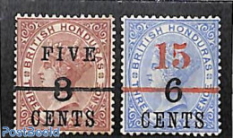 Belize/British Honduras 1891 Overprints 2v, Unused (hinged) - British Honduras (...-1970)