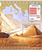 Monaco 2020 Monacofil, Egypt S/s, Mint NH, Transport - Various - Philately - Ships And Boats - Maps - Ungebraucht