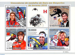 Sao Tome/Principe 2010 Olympic Winter Winners 5v M/s, Mint NH, Sport - Olympic Winter Games - Skating - Skiing - Skiing