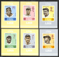 Ajman 1969 Baseball 6 S/s (imperforated), Mint NH, Sport - Baseball - Honkbal