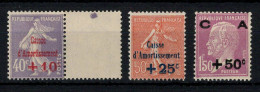 YV 249 à 251 N** MNH Luxe 2ere Serie Caisse D'Amortissement . Trés Jolie Serie Cote 235+ Euros - Unused Stamps