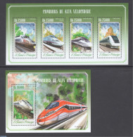 Sao Tome/Principe 2014 Railways 2 S/s, Mint NH, Transport - Railways - Trains
