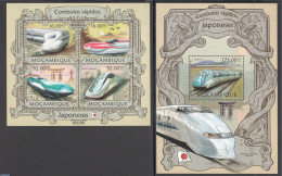 Mozambique 2013 Railways Japan 2 S/s, Mint NH, Transport - Railways - Trains