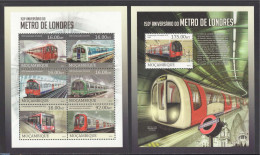 Mozambique 2013 Metro Londen 2 S/s, Mint NH, Transport - Railways - Trains