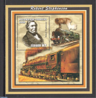 Mozambique 2002 Railways Stephenson, S/s, Mint NH, Science - Transport - Inventors - Railways - Trains