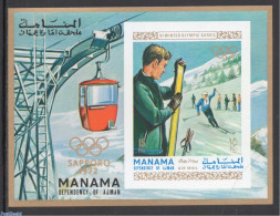 Manama 1972 Olympic Winter Games S/s, Imperforated, Mint NH, Sport - Olympic Winter Games - Skiing - Skiing