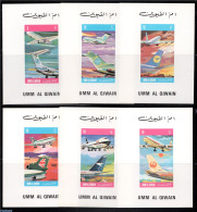 Umm Al-Quwain 1972 Int. Airlines 6 S/s, Imperforated, Mint NH, Transport - Aircraft & Aviation - Flugzeuge