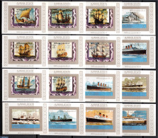 Ajman 1973 Ships 16 S/s White, Imperforated, Mint NH, Transport - Ships And Boats - Bateaux