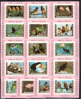 Umm Al-Quwain 1972 Birds 16 S/s Pink, Imperforated, Mint NH, Nature - Animals (others & Mixed) - Birds - Toucans - Umm Al-Qiwain