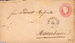 Germany, Prussia 1860 Envelope 1sg From EMMENDINGEN To Mannheim, Used Postal Stationary - Altri & Non Classificati