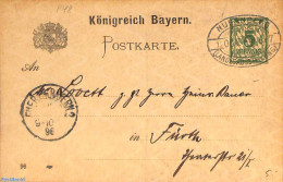 Germany, Bayern 1896 Illustrated Postcard 5pf, Railway Post, Used Postal Stationary - Other & Unclassified
