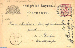 Germany, Bayern 1881 Postcard 3pf From BAMBERG To Berlin, Used Postal Stationary - Other & Unclassified