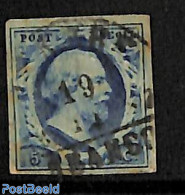 Netherlands 1852 5c, Used, Halfrond B, Used Stamps - Gebruikt