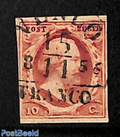 Netherlands 1852 10c, Used, VENLO-B, Used Stamps - Used Stamps