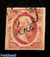 Netherlands 1852 10c, Used, Used Stamps - Gebraucht
