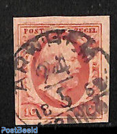 Netherlands 1852 10c, Used, ARNHEM-C, Used Stamps - Gebruikt