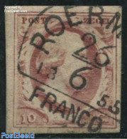 Netherlands 1852 10c, Used, ROERMOND-C, Used Stamps - Gebruikt