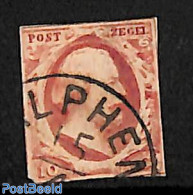 Netherlands 1852 10c, Used, ALPHEN-C (very Short Borders), Used Stamps - Gebruikt
