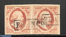 Netherlands 1852 10c, Used Pair, Used Stamps - Gebruikt