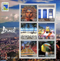 Guyana 2013 Brasiliana 2013 6v M/s, Mint NH, Nature - Various - Birds - Tourism - Guiana (1966-...)