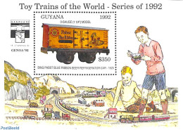 Guyana 1992 Blue Ribbon Beer Refigerator Car S/s, Mint NH, Transport - Various - Railways - Toys & Children's Games - Trenes