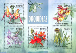 Guinea Bissau 2013 Orchids 5v M/s, Mint NH, Nature - Flowers & Plants - Orchids - Guinée-Bissau
