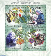 Guinea Bissau 2011 Antoine Laurent De Jussieu 4v M/s, Mint NH, Nature - Butterflies - Flowers & Plants - Guinea-Bissau