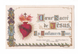 Coeur Sacré De Jésus, J'ai Confiance En Vous, Indulgence, Art Nouveau, éd. Apostolat De La Prière - Santini