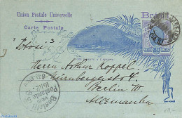 Brazil 1895 Postcard 80r From Rio De Janeiro To Berlin , Used Postal Stationary - Storia Postale