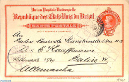 Brazil 1907 Postcard 100R To Berlin, Used Postal Stationary - Storia Postale