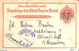 Brazil 1917 Postcard 100R To Hamburg, Used Postal Stationary - Storia Postale