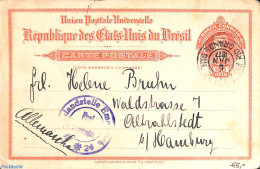 Brazil 1917 Postcard 100R To Hamburg, Used Postal Stationary - Lettres & Documents