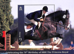 Jersey 2020 Princess Anne 70th Birthday S/s, Mint NH, History - Nature - Kings & Queens (Royalty) - Horses - Royalties, Royals