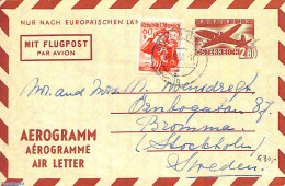 Austria 1960 Aerogramme 2.80, Uprated To Sweden, Used Postal Stationary, Transport - Aircraft & Aviation - Lettres & Documents