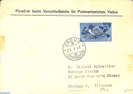 Liechtenstein 1949 75 Years UPU 1v, FDC, First Day Cover, Various - U.P.U. - Maps - Briefe U. Dokumente